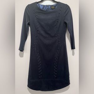 Laundry by Shelli Segal Midnight Blue Faux Suede Dress with Lacing Size 2